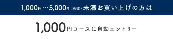 1,000円～5,000円（税抜）未満お買い上げの方は1,000円コースに自動エントリー