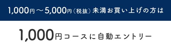 1,000円～5,000円（税抜）未満お買い上げの方は1,000円コースに自動エントリー