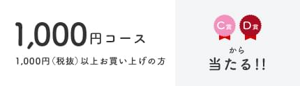 1,000円コース 1,000円(税抜)以上お買い上げの方 C賞 D賞から当たる！！