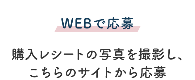 WEBで応募 購入レシートの写真を撮影し、こちらのサイトから応募