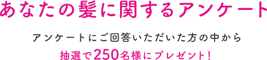 あなたの髪に関するアンケート  アンケートにご回答いただいた方の中から抽選で250名様にプレゼント！