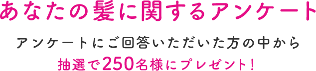 あなたの髪に関するアンケート  アンケートにご回答いただいた方の中から抽選で250名様にプレゼント！