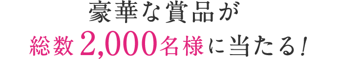 豪華な賞品が 総数2,000名様 に当たる！