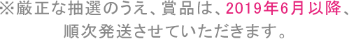 ※厳正な抽選のうえ、景品は、2019年6月以降より、順次発送させていただきます。