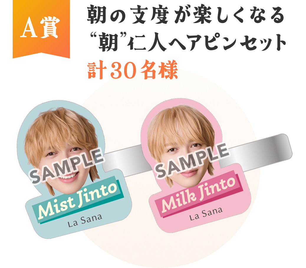 A賞  朝の支度が楽しくなる“朝”仁人ヘアピンセット  計30名様