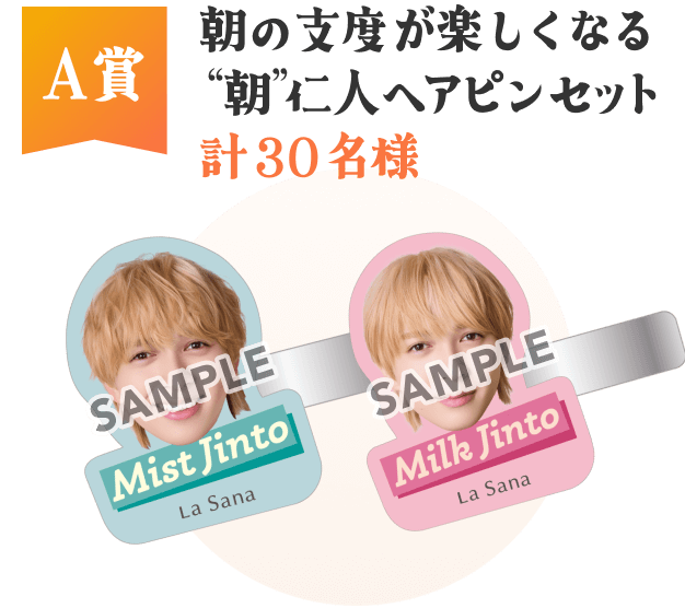 A賞  朝の支度が楽しくなる“朝”仁人ヘアピンセット  計30名様