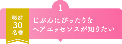 1  総計30名様  じぶんにぴったりなヘアエッセンスが知りたい