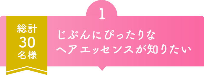 1  総計30名様  じぶんにぴったりなヘアエッセンスが知りたい