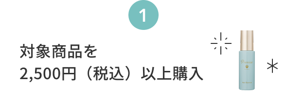 1  対象商品を2,500円（税込）以上購入