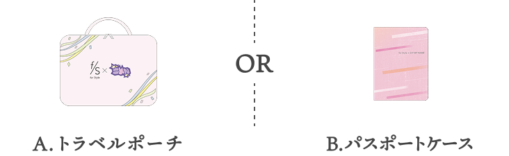 A.トラベルポーチ  OR  B.パスポートケース