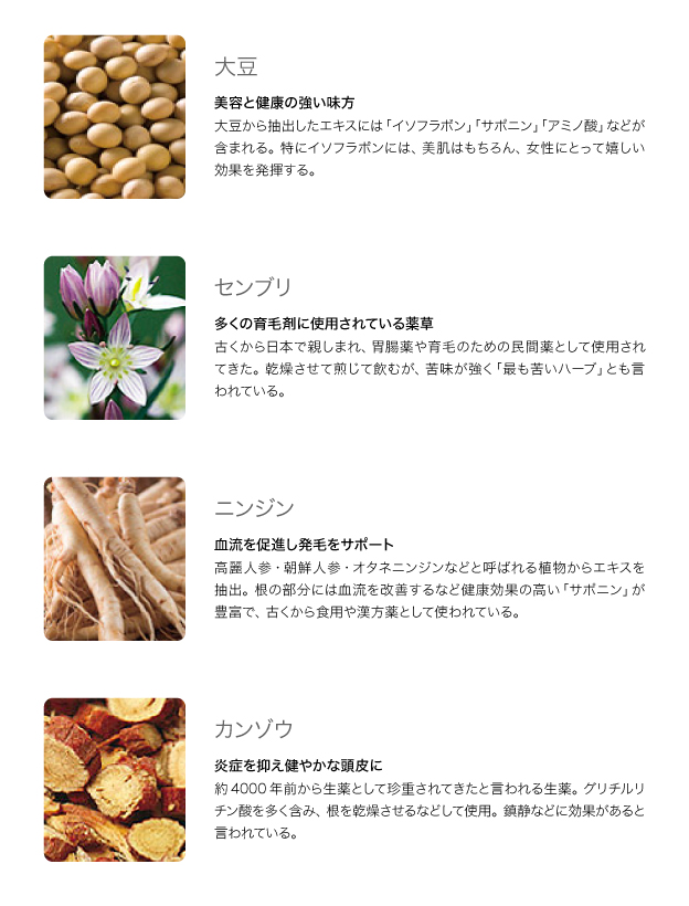 植物や生薬の力を“髪の力”に　図